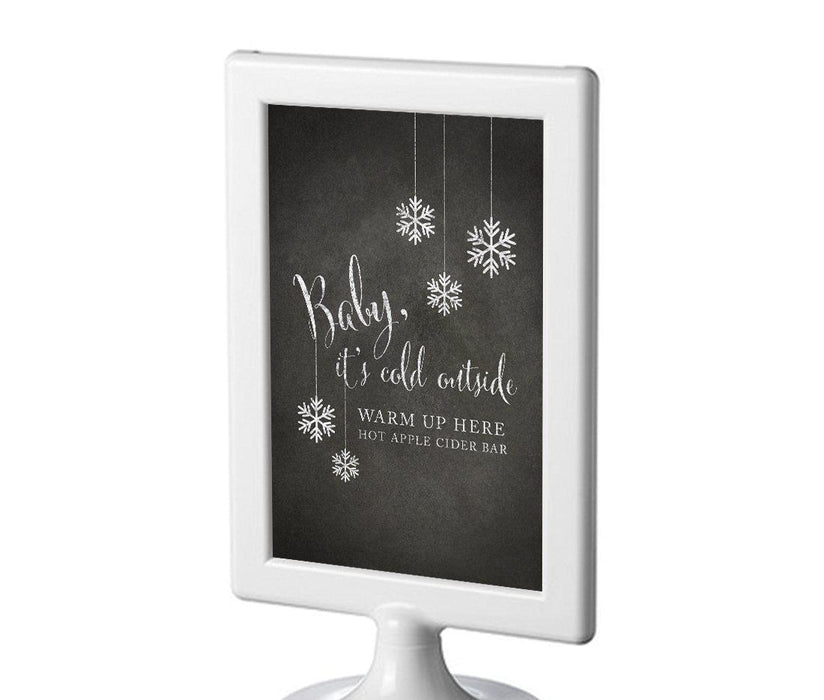 Framed Vintage Chalkboard Wedding Party Signs-Set of 1-Andaz Press-Baby It's Cold Outside - Cider-