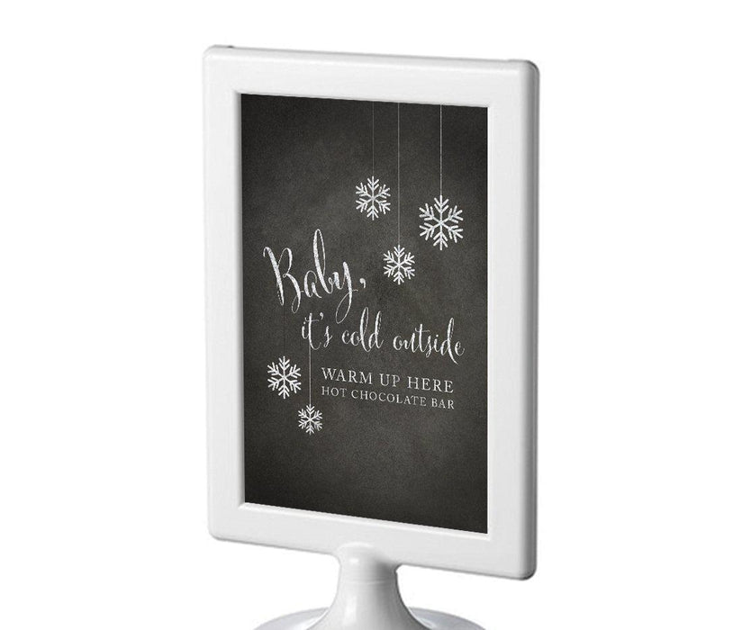 Framed Vintage Chalkboard Wedding Party Signs-Set of 1-Andaz Press-Baby It's Cold Outside - Hot Chocolate-