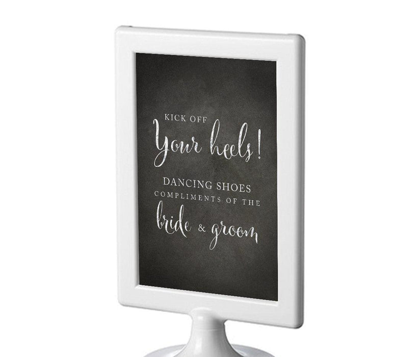 Framed Vintage Chalkboard Wedding Party Signs-Set of 1-Andaz Press-Dancing Shoes - Kick Off Your Heels-
