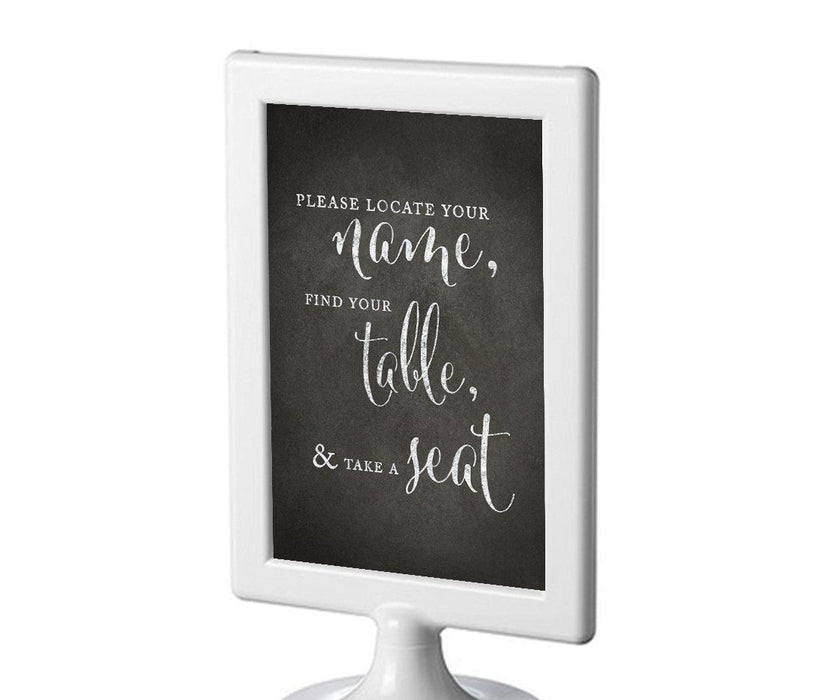 Framed Vintage Chalkboard Wedding Party Signs-Set of 1-Andaz Press-Locate Your Name, Find Table, Take Seat-