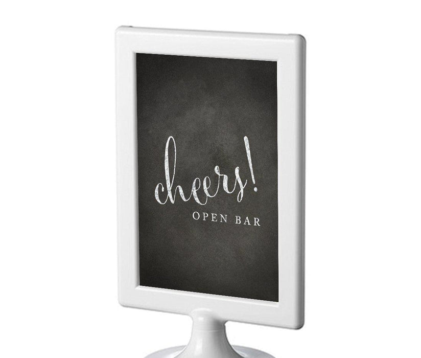 Framed Vintage Chalkboard Wedding Party Signs-Set of 1-Andaz Press-Open Bar Cheers!-