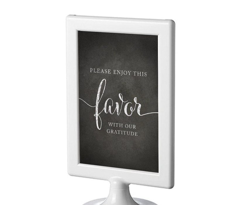 Framed Vintage Chalkboard Wedding Party Signs-Set of 1-Andaz Press-Please Enjoy Favor With Our Gratitude-