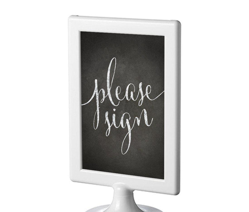 Framed Vintage Chalkboard Wedding Party Signs-Set of 1-Andaz Press-Please Sign-