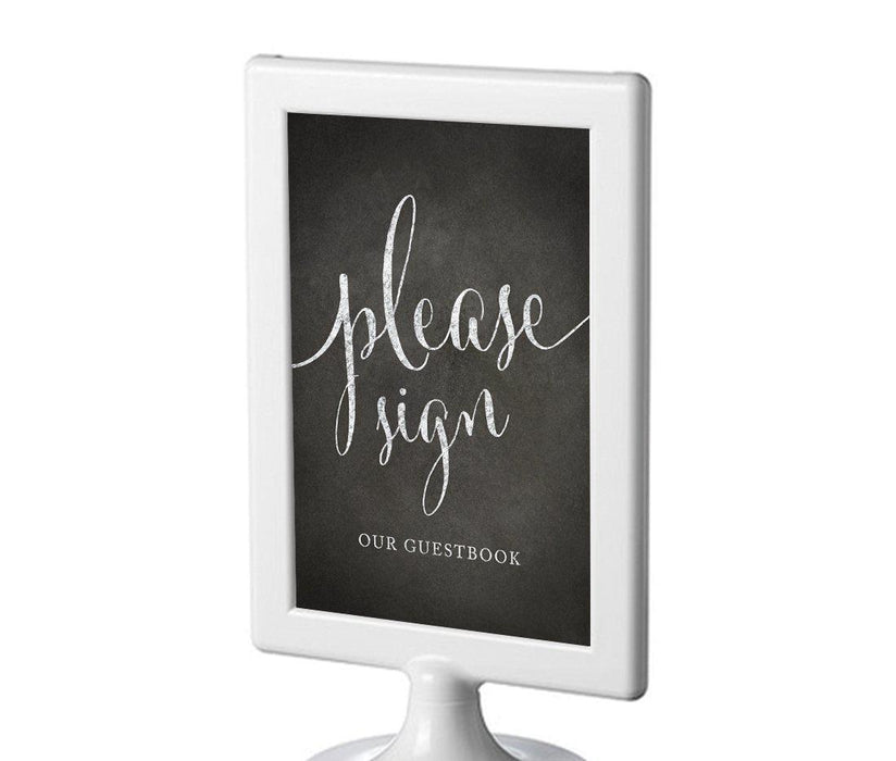 Framed Vintage Chalkboard Wedding Party Signs-Set of 1-Andaz Press-Sign Our Guestbook-