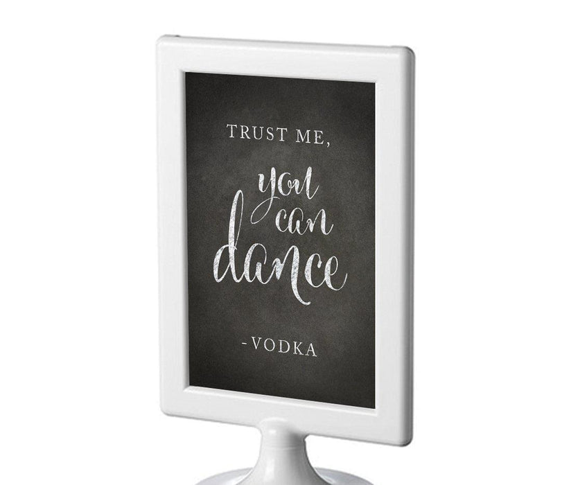 Framed Vintage Chalkboard Wedding Party Signs-Set of 1-Andaz Press-Trust Me, You Can Dance - Vodka-