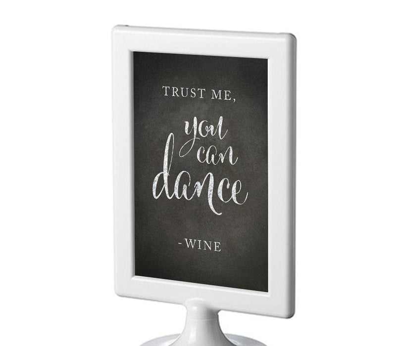 Framed Vintage Chalkboard Wedding Party Signs-Set of 1-Andaz Press-Trust Me, You Can Dance - Wine-