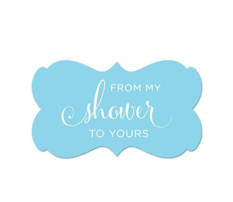 From My Shower to Yours Fancy Frame Label Stickers-Set of 36-Andaz Press-Baby Blue-