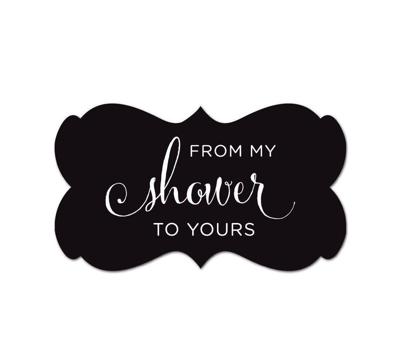 From My Shower to Yours Fancy Frame Label Stickers-Set of 36-Andaz Press-Black-