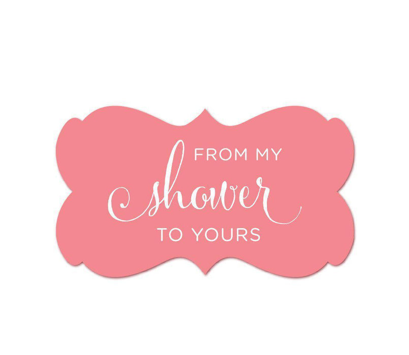 From My Shower to Yours Fancy Frame Label Stickers-Set of 36-Andaz Press-Coral-