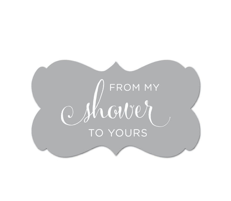 From My Shower to Yours Fancy Frame Label Stickers-Set of 36-Andaz Press-Gray-