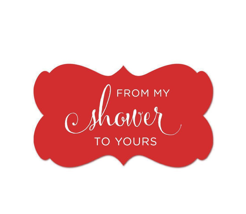 From My Shower to Yours Fancy Frame Label Stickers-Set of 36-Andaz Press-Red-