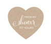 From My Shower to Yours Heart Label Stickers, Kraft Brown-Set of 75-Andaz Press-