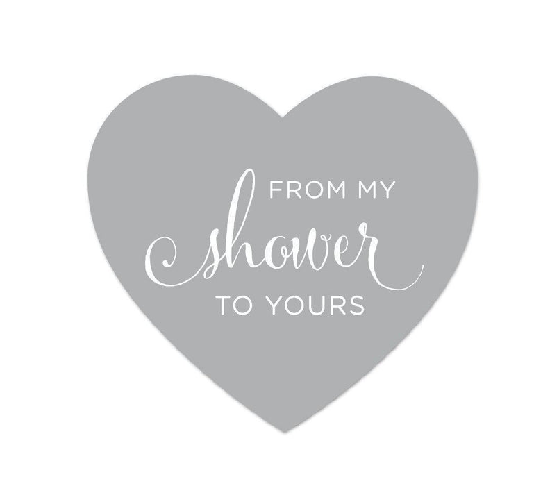 From My Shower to Yours Heart Label Stickers-Set of 75-Andaz Press-Gray-