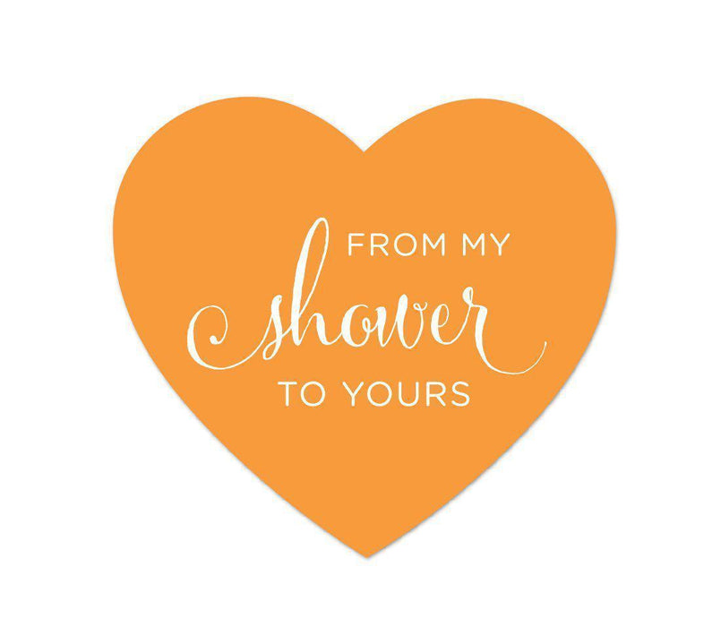 From My Shower to Yours Heart Label Stickers-Set of 75-Andaz Press-Orange-
