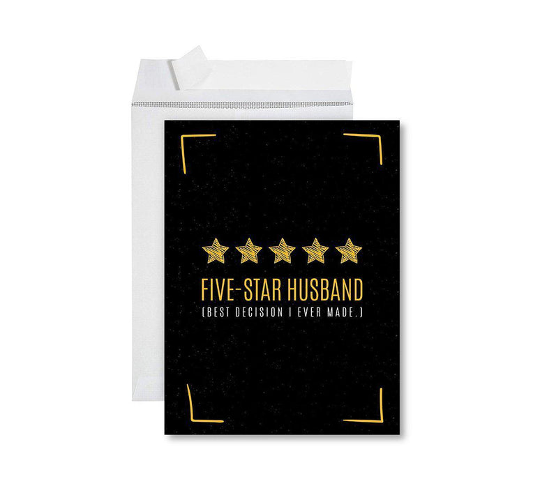 Funny 1st Year Wedding Anniversary Jumbo Card with Envelope, Anniversary Card for Wife, Husband-Set of 1-Andaz Press-Five-Star Husband-