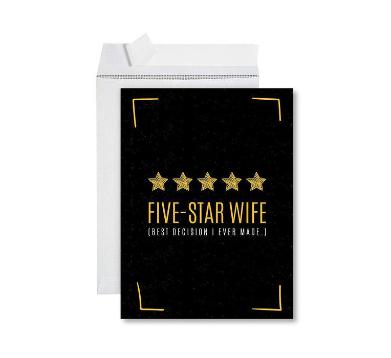 Funny 1st Year Wedding Anniversary Jumbo Card with Envelope, Anniversary Card for Wife, Husband-Set of 1-Andaz Press-Five-Star Wife-