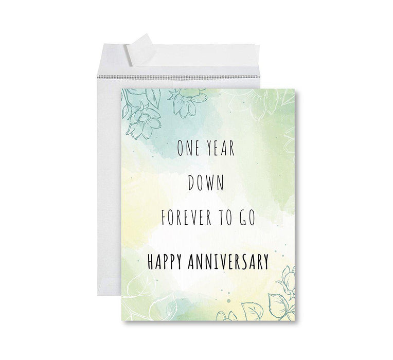 Funny 1st Year Wedding Anniversary Jumbo Card with Envelope, Anniversary Card for Wife, Husband-Set of 1-Andaz Press-One Year Down Forever To Go-