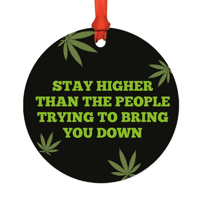 Funny Cannabis Weed Round Metal Christmas Ornament-Set of 1-Andaz Press-People-