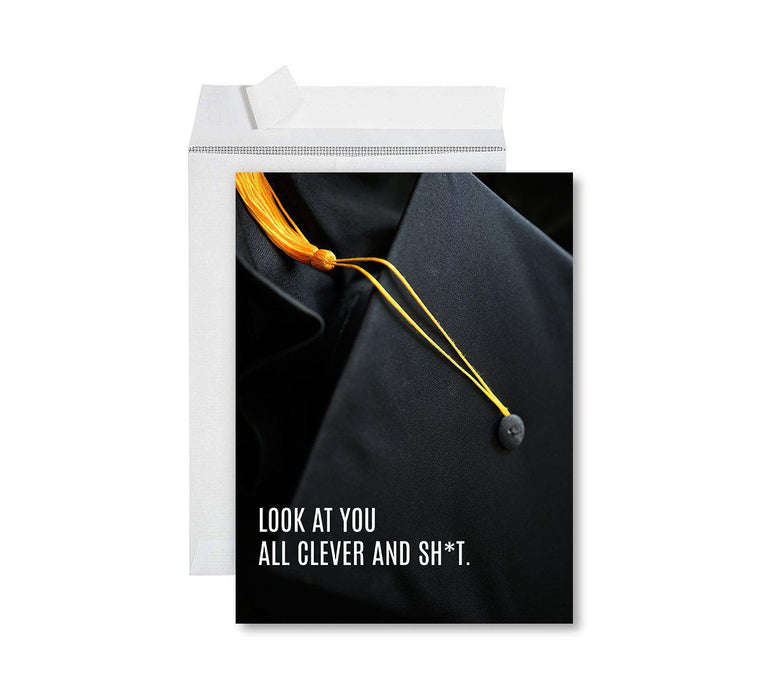 Funny Congratulations Jumbo Card With Envelope, Graduation Greeting Card for Grad Student-Set of 1-Andaz Press-All Clever And Shit-