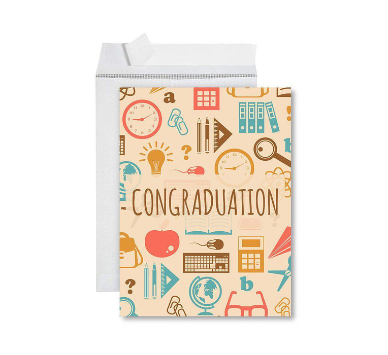 Funny Congratulations Jumbo Card With Envelope, Graduation Greeting Card for Grad Student-Set of 1-Andaz Press-Congraduation-