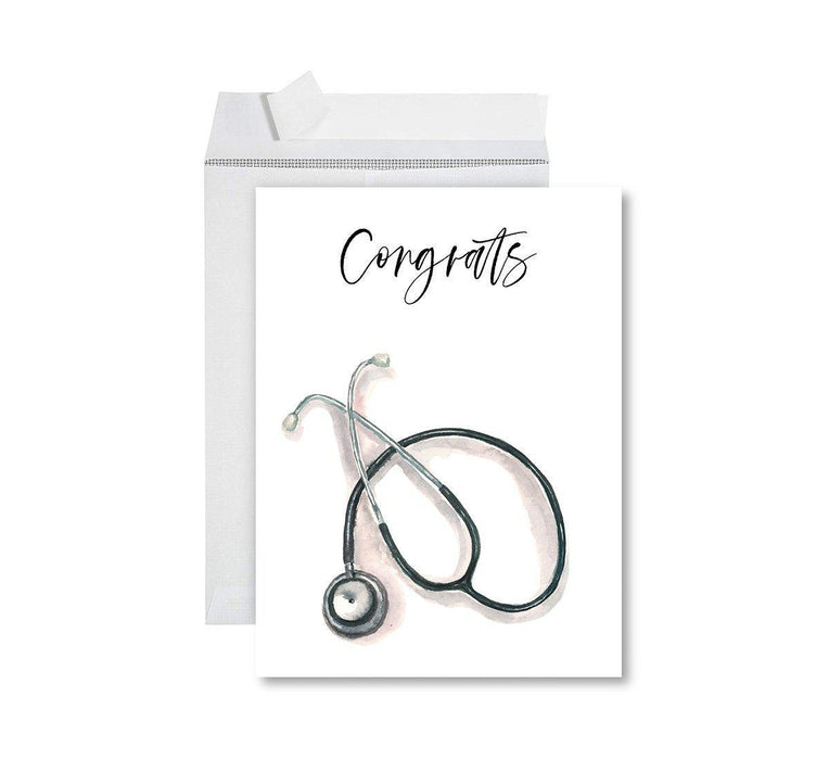 Funny Congratulations Jumbo Card With Envelope, Graduation Greeting Card for Grad Student-Set of 1-Andaz Press-Congrats Stethoscope-