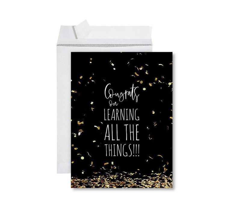 Funny Congratulations Jumbo Card With Envelope, Graduation Greeting Card for Grad Student-Set of 1-Andaz Press-Learning All The Things-