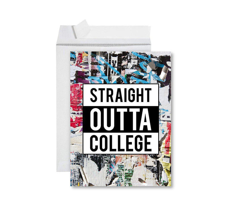 Funny Congratulations Jumbo Card With Envelope, Graduation Greeting Card for Grad Student-Set of 1-Andaz Press-Straight Outta College-