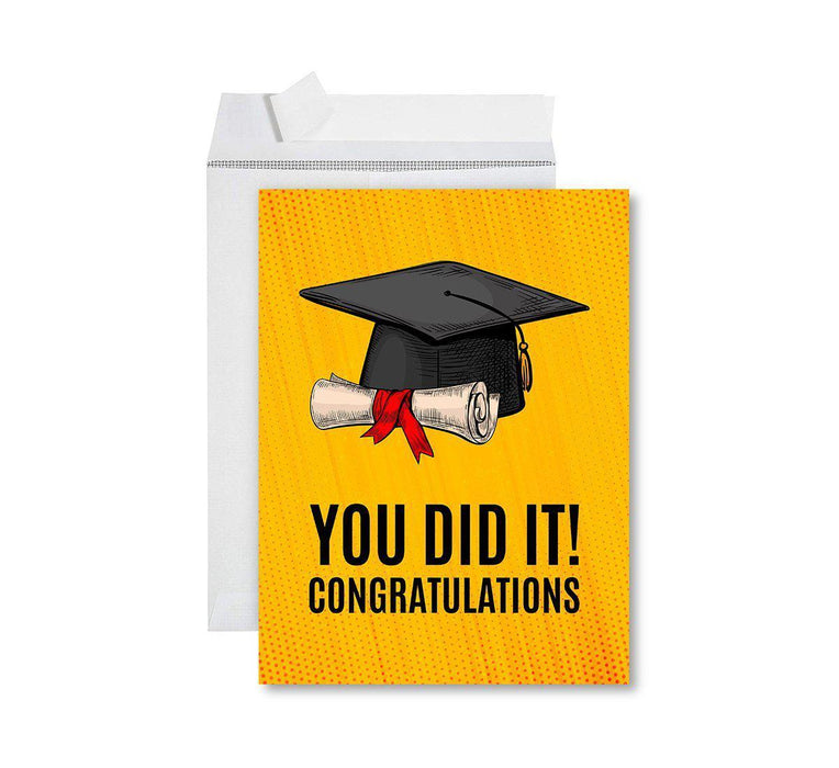 Funny Congratulations Jumbo Card With Envelope, Graduation Greeting Card for Grad Student-Set of 1-Andaz Press-You Did It!-