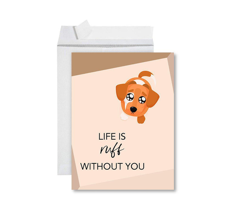 Funny Farewell Jumbo Card Blank Goodbye Greeting Card with Envelope-Set of 1-Andaz Press-Life Is Ruff Without You-