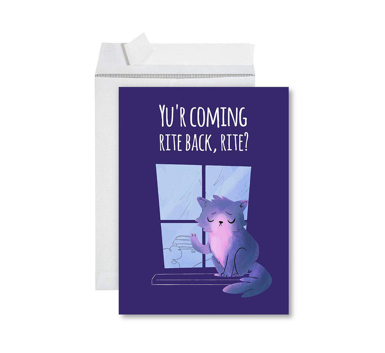 Funny Farewell Jumbo Card Blank Goodbye Greeting Card with Envelope-Set of 1-Andaz Press-Yu'r Coming Rite Back, Rite?-