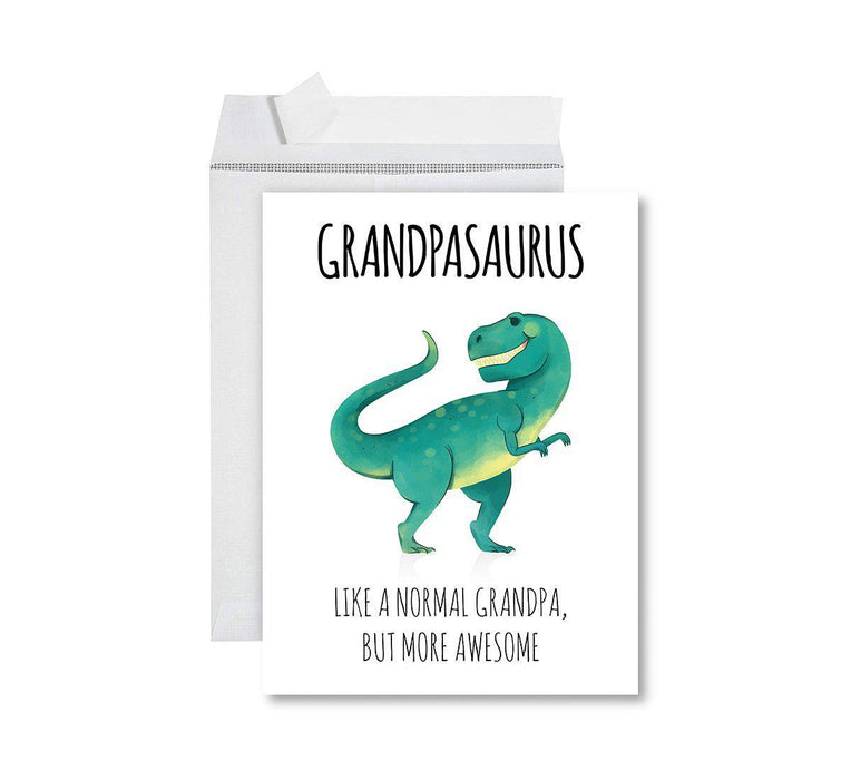 Funny Father's Day Jumbo Card With Envelope, Bonus Dad, Stepfather, Foster Dad-Set of 1-Andaz Press-Grandpasaurus-