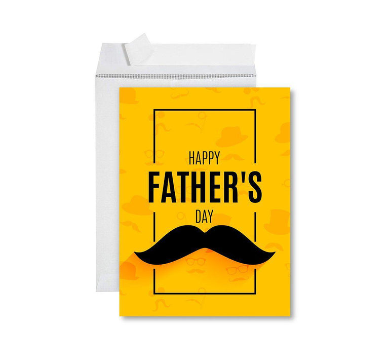 Funny Father's Day Jumbo Card With Envelope, Bonus Dad, Stepfather, Foster Dad-Set of 1-Andaz Press-Mustache Happy Father's Day-