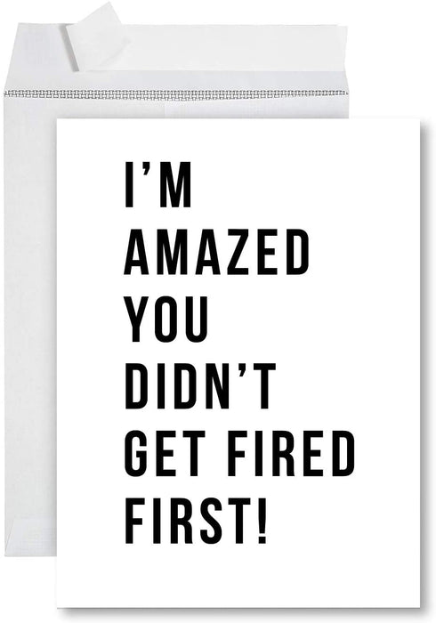 Funny Jumbo New Job Card With Envelope, Farewell Retirement Office-Set of 1-Andaz Press-Didn't Get Fired First-