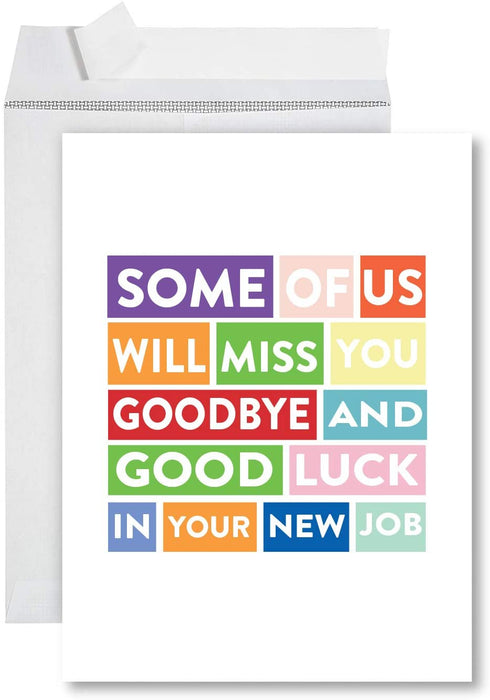 Funny Jumbo New Job Card With Envelope, Farewell Retirement Office-Set of 1-Andaz Press-Will Miss You-