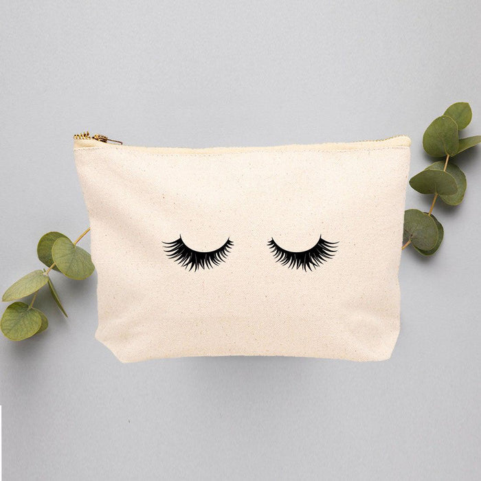 Funny Makeup Bag Canvas Cosmetic Bag with Zipper Makeup Pouch Design 1-Set of 1-Andaz Press-Cute Eyelashes-