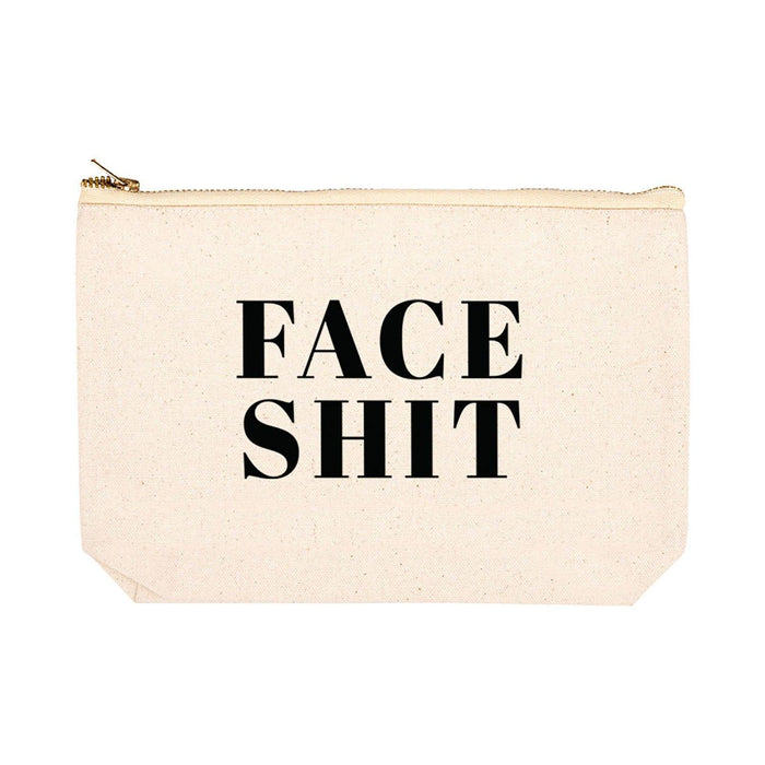 Funny Makeup Bag Canvas Cosmetic Bag with Zipper Makeup Pouch Design 1-Set of 1-Andaz Press-Face Shit-
