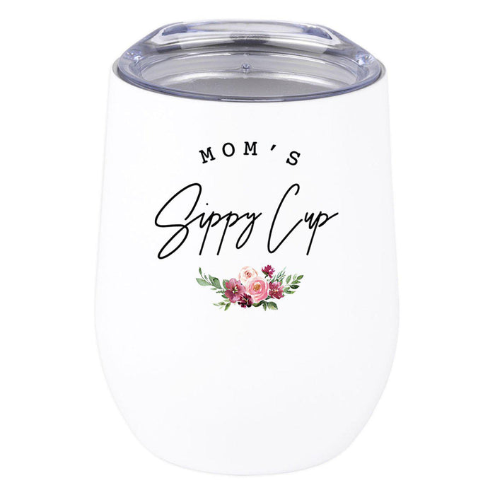 Funny Mother's Day Wine Tumbler with Lid 12 Oz Stemless Stainless Steel Insulated-Set of 1-Andaz Press-Mom's Sippy Cup-