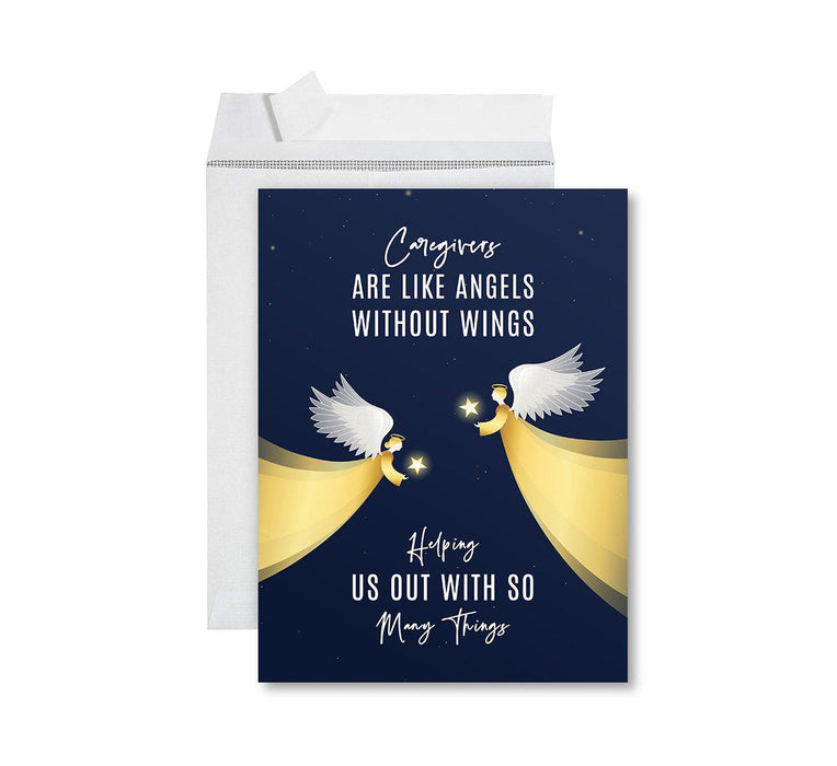 Funny National Caregivers Day Jumbo Card, Blank Greeting Card with Envelope For Caregiver-Set of 1-Andaz Press-Angels Without Wings-