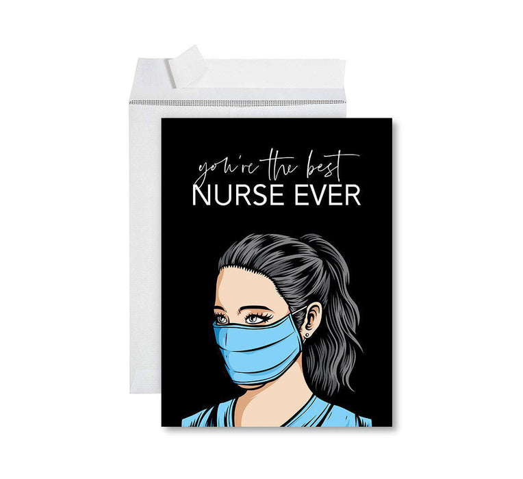 Funny National Caregivers Day Jumbo Card, Blank Greeting Card with Envelope For Caregiver-Set of 1-Andaz Press-Best Nurse Ever-