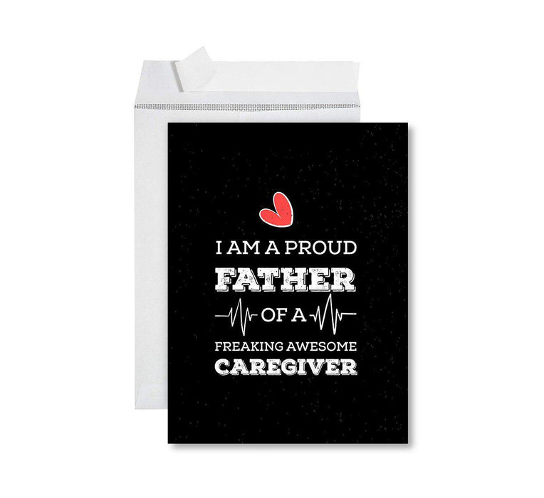 Funny National Caregivers Day Jumbo Card, Blank Greeting Card with Envelope For Caregiver-Set of 1-Andaz Press-Proud Father-