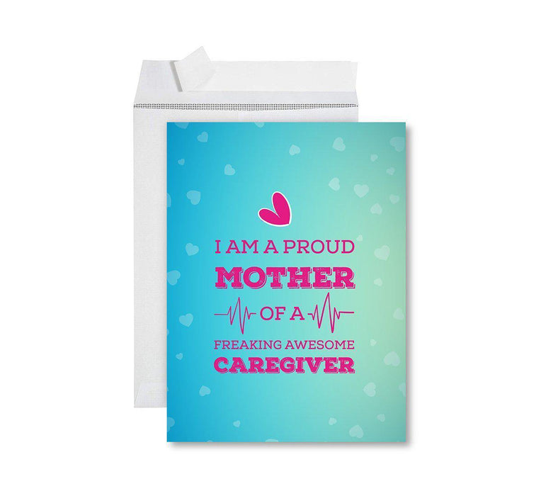 Funny National Caregivers Day Jumbo Card, Blank Greeting Card with Envelope For Caregiver-Set of 1-Andaz Press-Proud Mother-