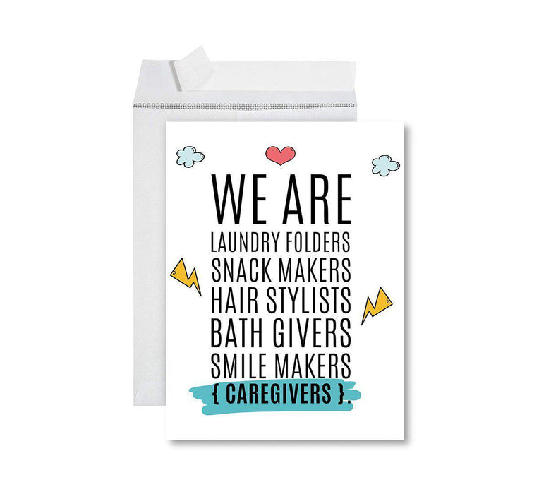 Funny National Caregivers Day Jumbo Card, Blank Greeting Card with Envelope For Caregiver-Set of 1-Andaz Press-We Are Caregivers-