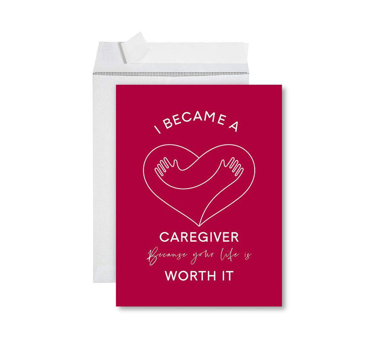 Funny National Caregivers Day Jumbo Card, Blank Greeting Card with Envelope For Caregiver-Set of 1-Andaz Press-Your Life Is Worth It-