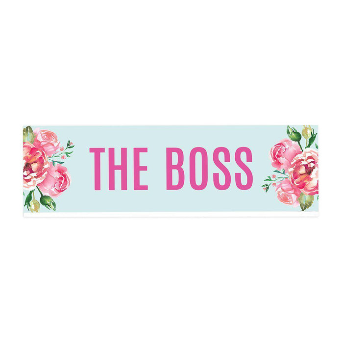 Funny Office Desk Plate, Acrylic Plate for Desk Decorations Design 1-Set of 1-Andaz Press-The Boss-