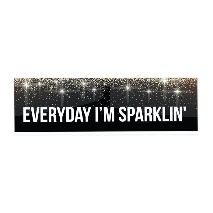 Funny Office Desk Plate, Acrylic Plate for Desk Decorations Design 2-Set of 1-Andaz Press-Everyday I'm Sparklin'-