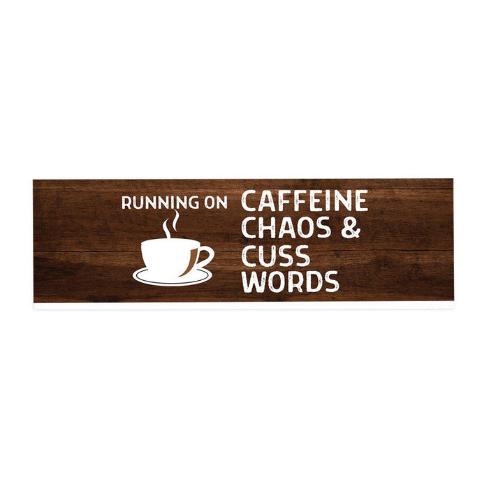 Funny Office Desk Plate, Acrylic Plate for Desk Decorations Design 3-Set of 1-Andaz Press-Caffeine Chaos and Cuss Words-