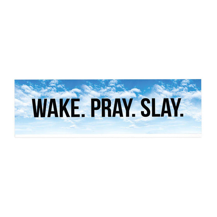 Funny Office Desk Plate, Acrylic Plate for Desk Decorations Design 3-Set of 1-Andaz Press-Wake Pray Slay-