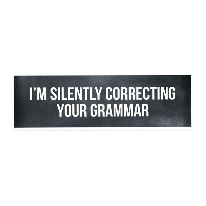 Funny Office Desk Plate, Acrylic Plate for Desk Decorations Design 4-Set of 1-Andaz Press-I'm Silently Correcting Your Grammar-