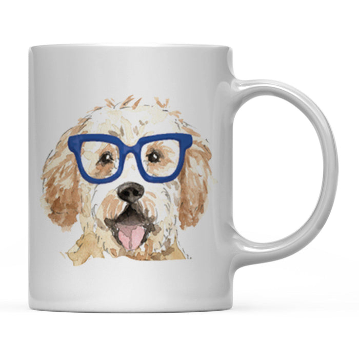 Funny Preppy Dog Art Coffee Mug-Set of 1-Andaz Press-Golden Doodle in Blue Glasses-