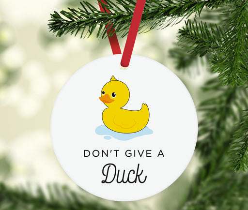 Funny Pun Round MDF Wood Christmas Tree Ornament-Set of 1-Andaz Press-Duck-